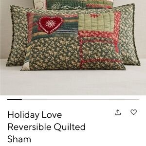 Pottery Barn king sham HOLIDAY LOVE set of 2